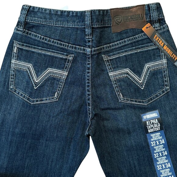 Rock & Roll Denim Men's Alpha High Rise Relaxed Stackable Bootcut Jeans 32x34 - Picture 5 of 7
